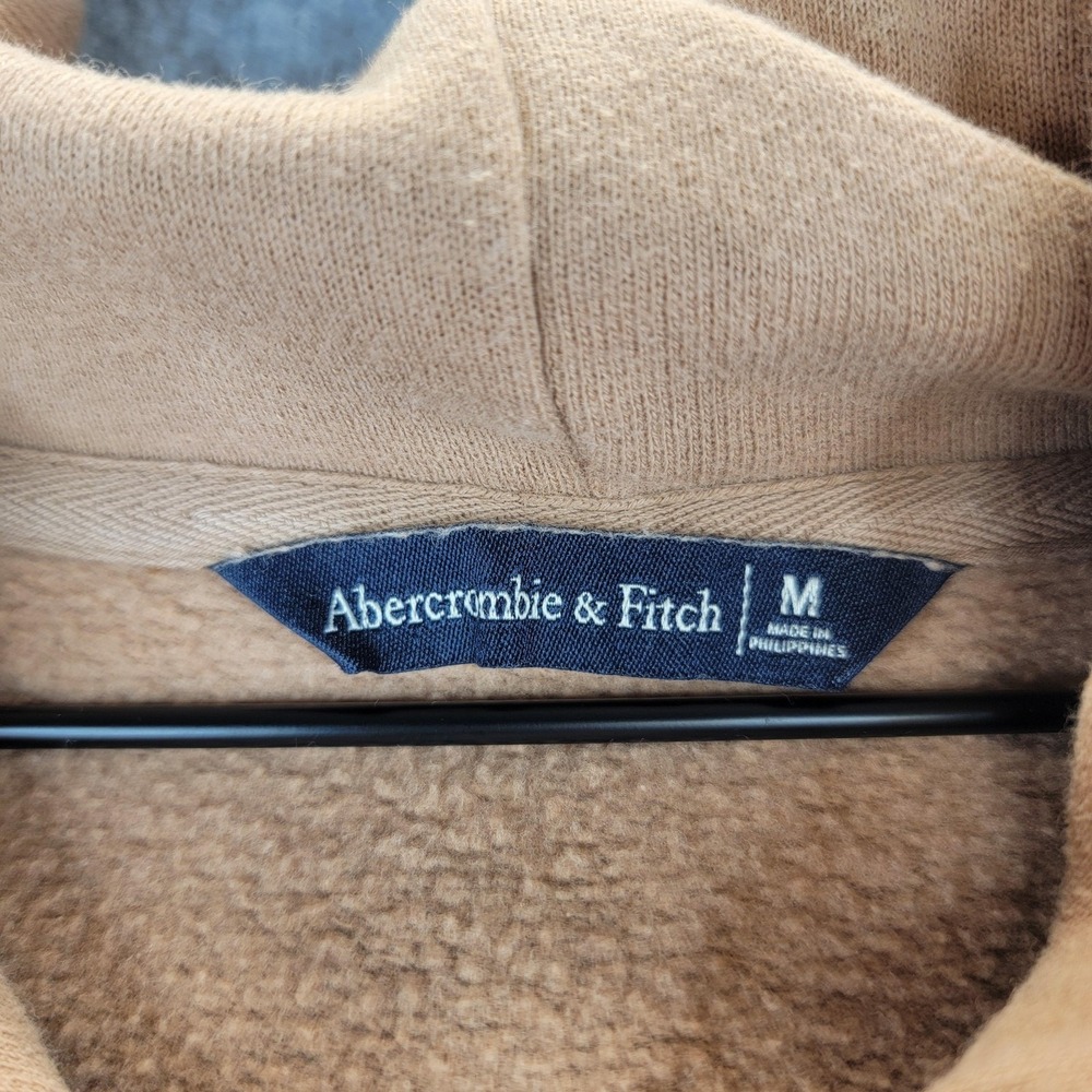 Abercrombie & Fitch Hoodie‎ Mens M Tan Brown Pullover Sweatshirt Fleece Y2K - Picture 4 of 9